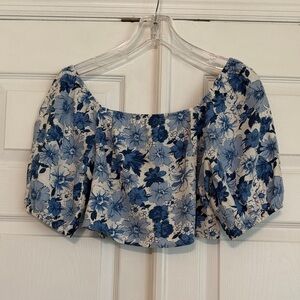 Lucky Brand Blue Floral Crop Top